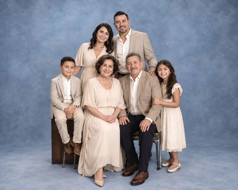Retrato de una familia de siete personas