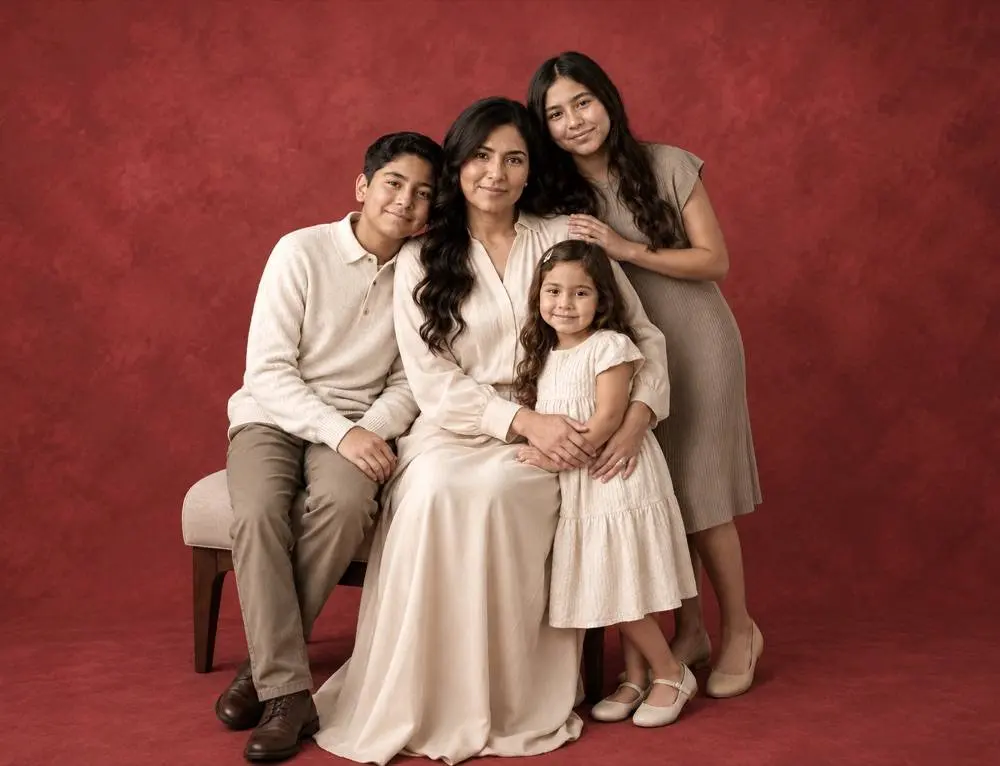 Retrato de una familia de cuatro personas